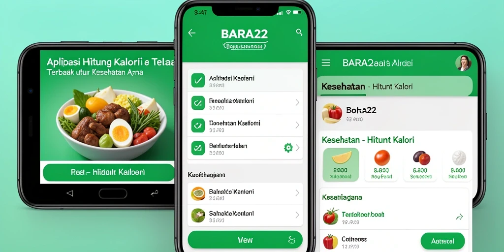 Antarmuka pengguna BARA22 dengan fitur Hitung Kalori yang praktis.