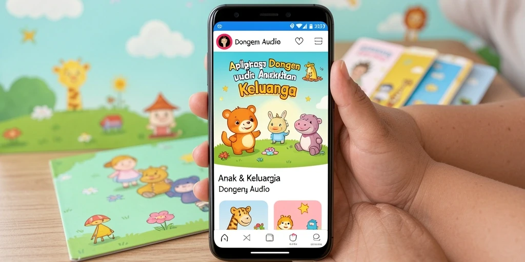 Antarmuka IDR89 yang ramah anak dengan berbagai pilihan dongeng.