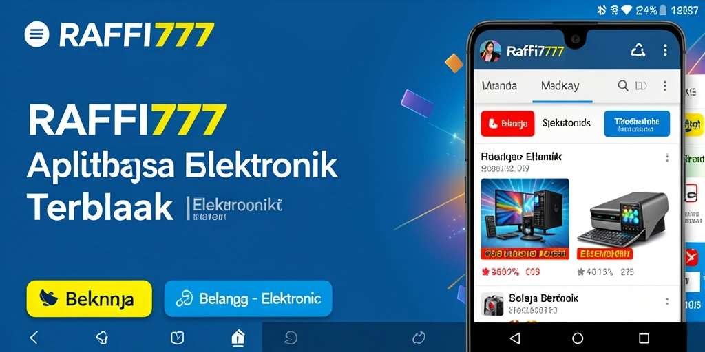 Antarmuka modern aplikasi RAFFI777 dengan fitur belanja elektronik.
