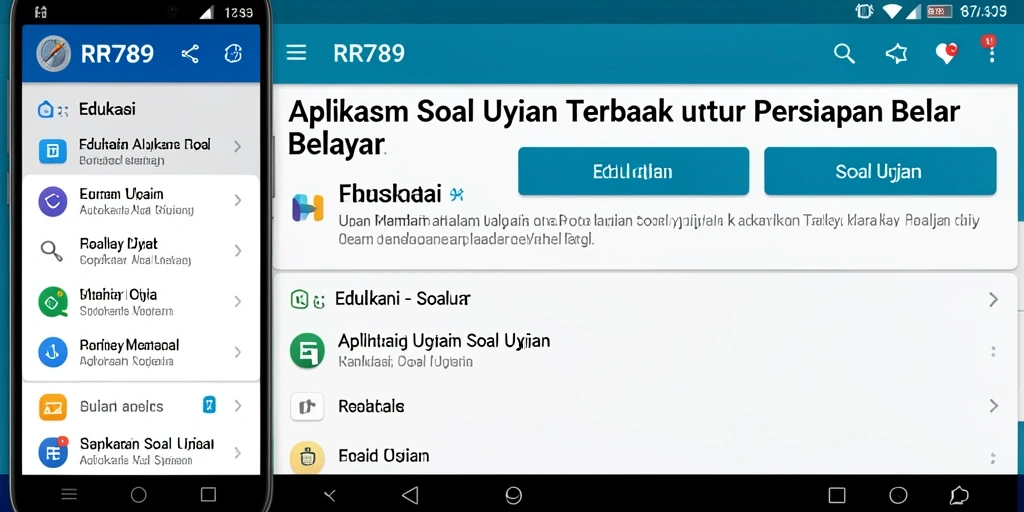 Tampilan antarmuka aplikasi RR789 dengan fitur soal ujian yang mudah digunakan.
